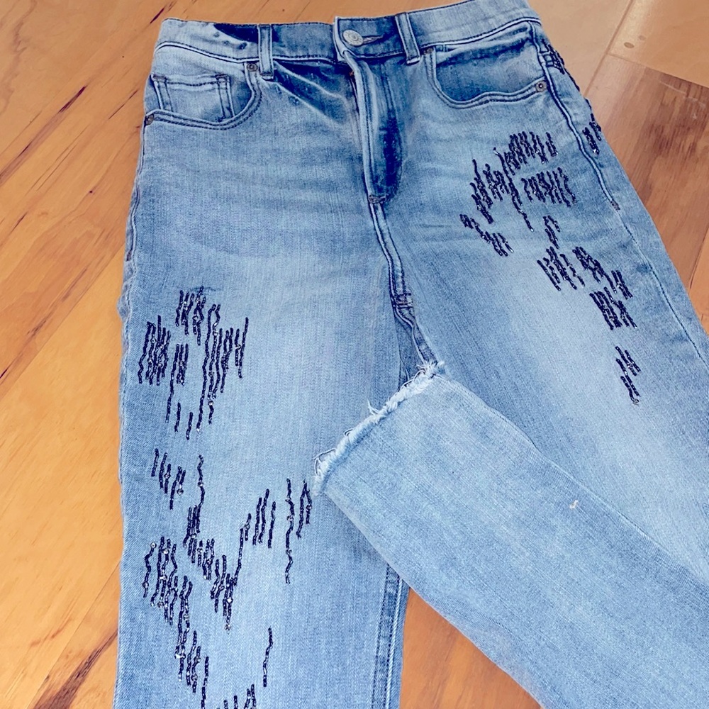 Embellished ankle stretch legging jeans bling express